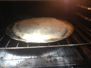 Stuffed Pizza into a 525 degree oven